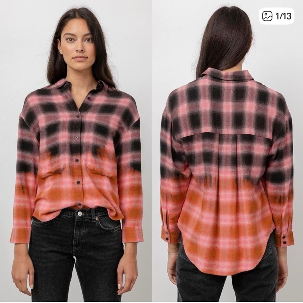 Rails Tierra Plaid Button Down Shirt - Pink and Black